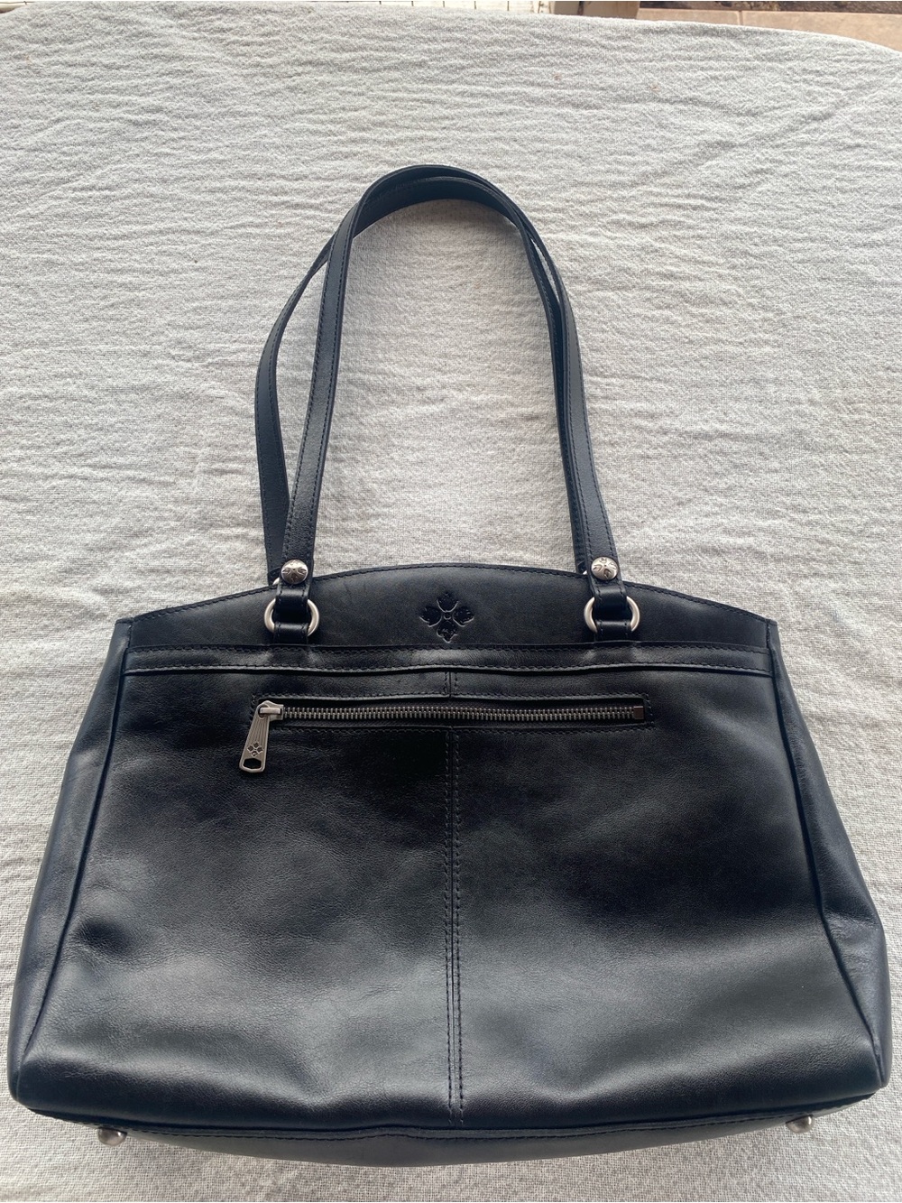 Patricia Nash Black Heritage Leather Poppy Tote Bag